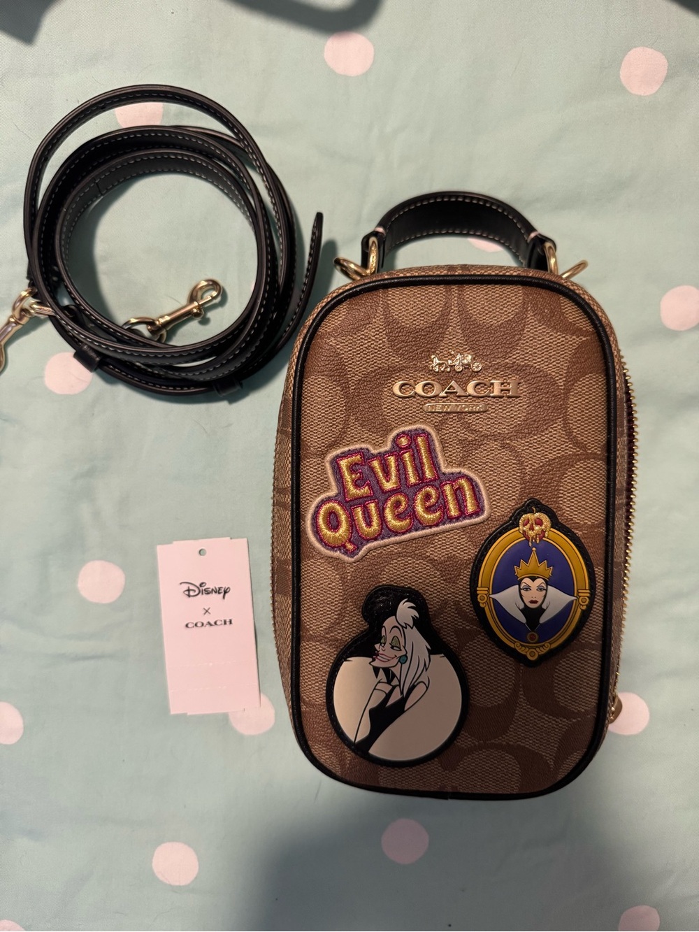 Coach Purple Zip Crossbody Pouch with Gold Hardware